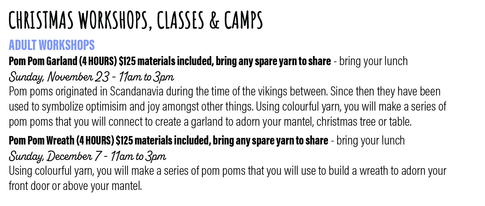 2025ADULTChristmasWorkshops-sm Wasaga Society For The Arts at an event