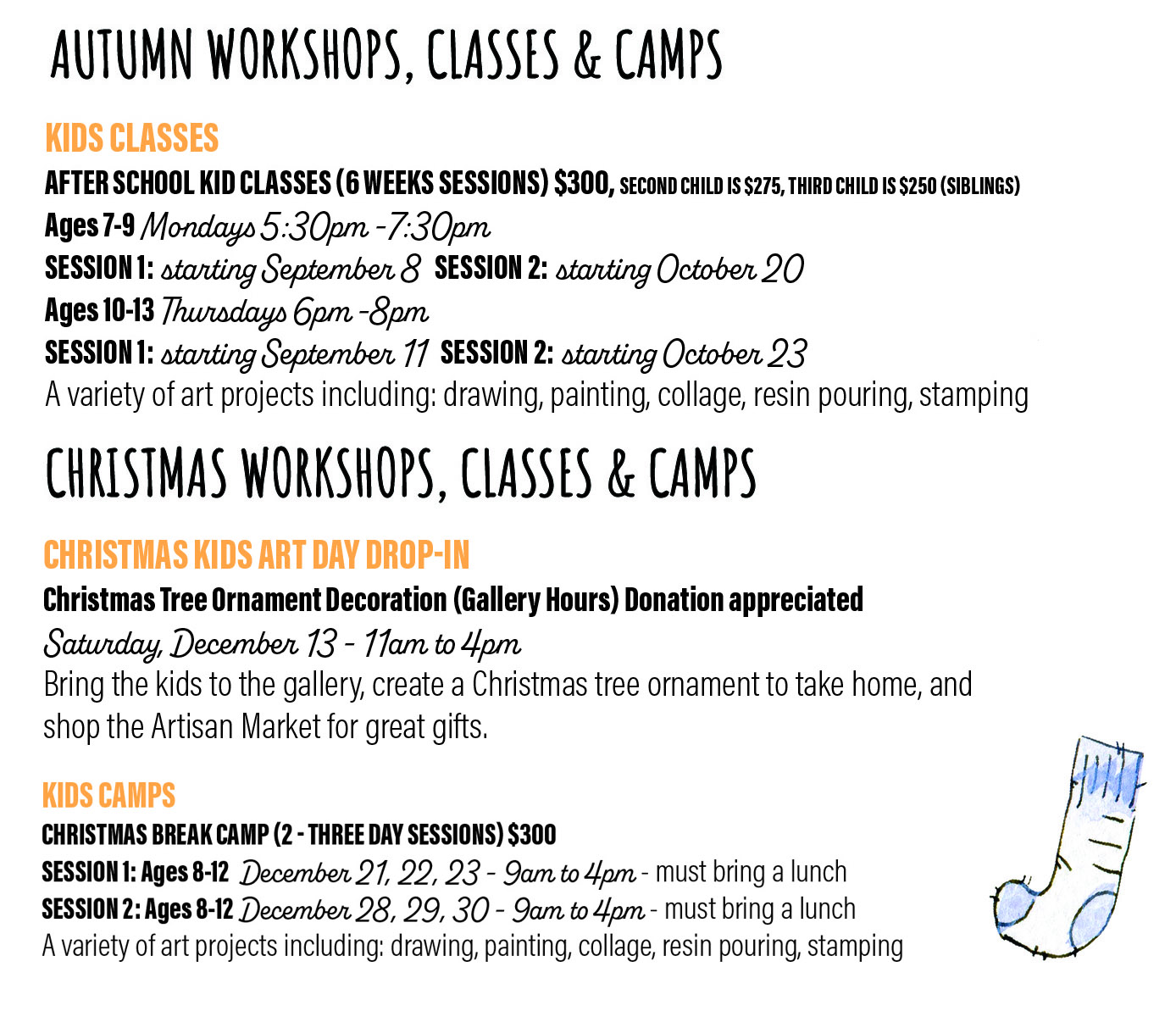 2025KIDSAutumnChristmasWorkshops-sm Wasaga Society For The Arts at an event