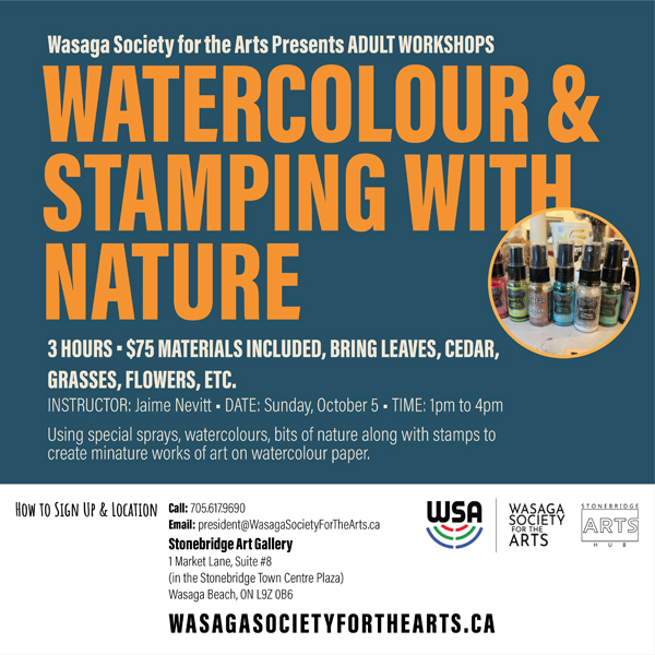 2025WatercolourStampingFBPost Wasaga Society For The Arts at an event