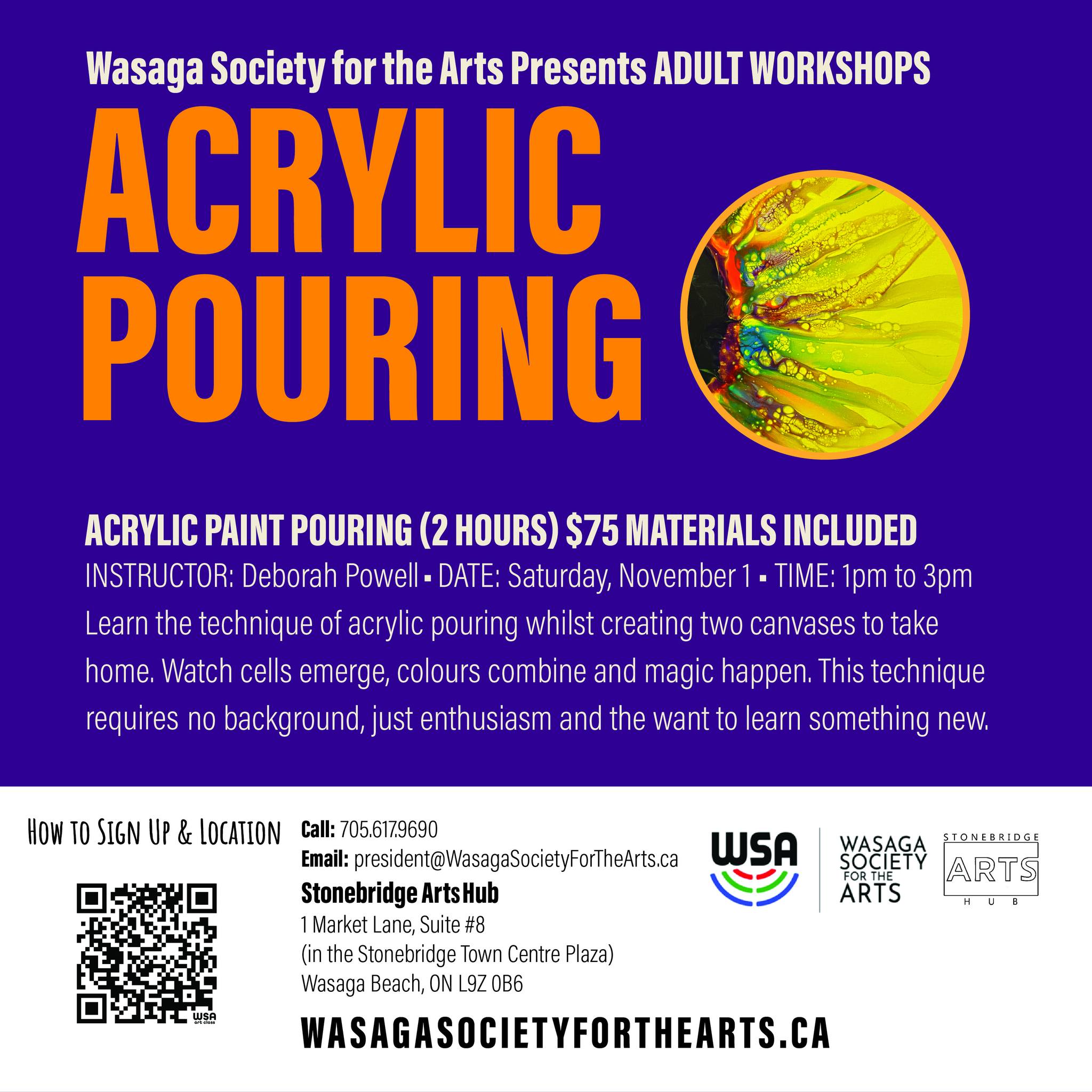Acrylic Pouring-Deborah Powell Wasaga Society For The Arts at an event