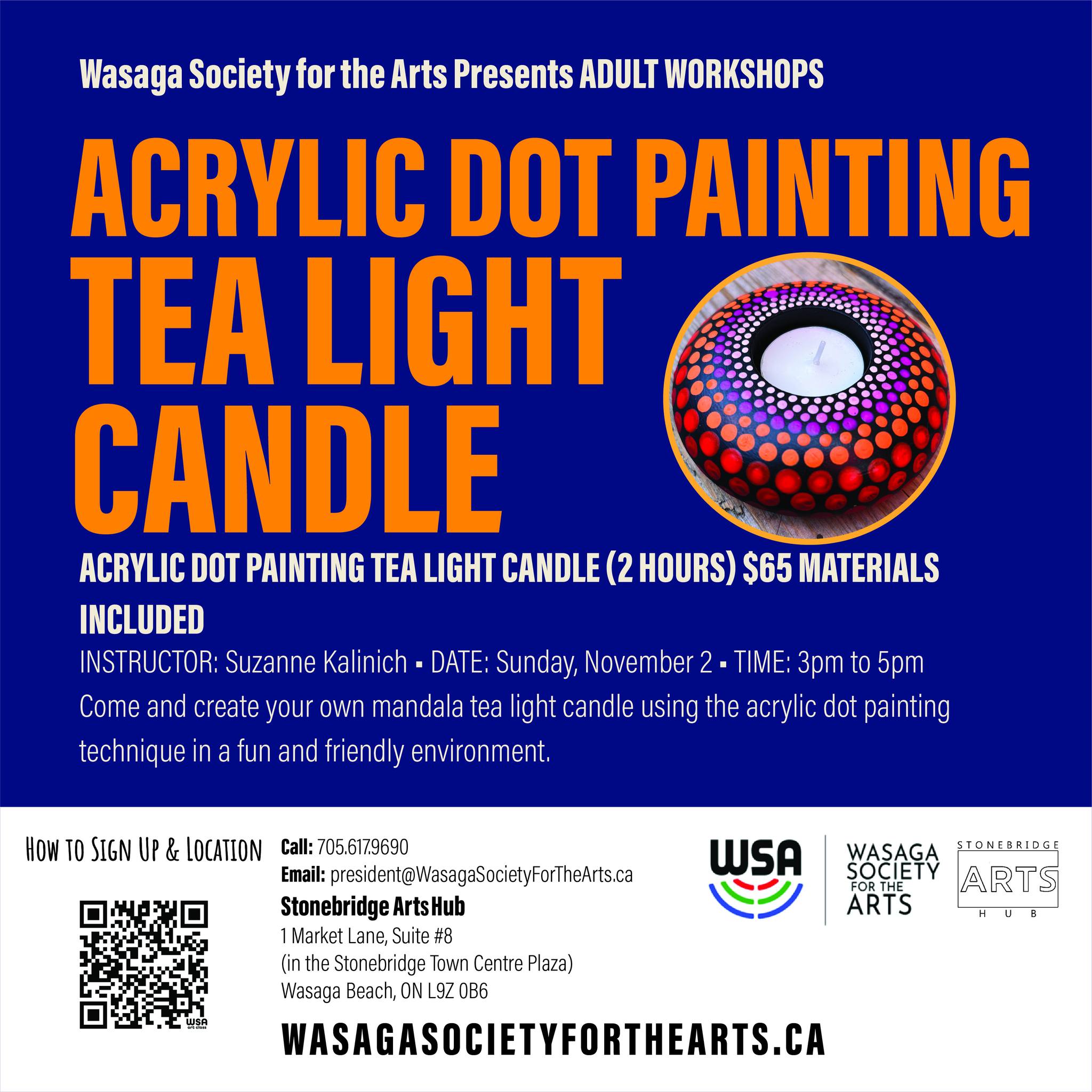 Tea Candle Painting-Suzanne Kalinich Wasaga Society For The Arts at an event